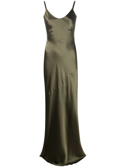 L Agence Serita Silk Charmeuse Maxi Slipdress In Grün