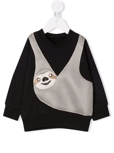 Wauw Capow By Bangbang Babies' Sloth-appliquéd Jersey Sweatshirt In Black