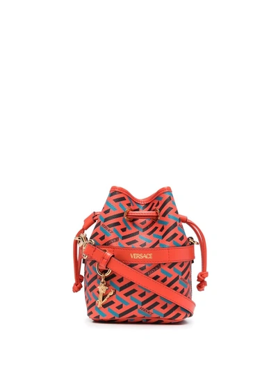 Versace La Greca Bucket Bag In Rot