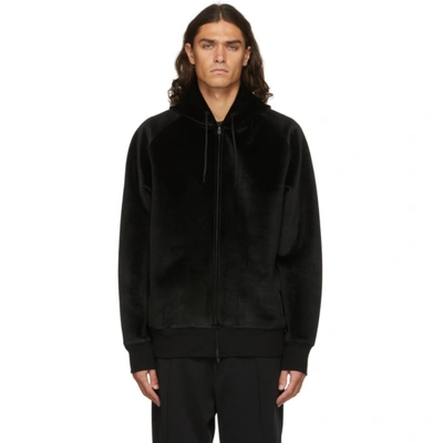 Y-3 Black Square Velvet Spacer Hoodie | ModeSens