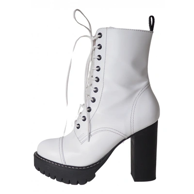 Pre-owned Alexa Chung Leather Lace Up Boots In White