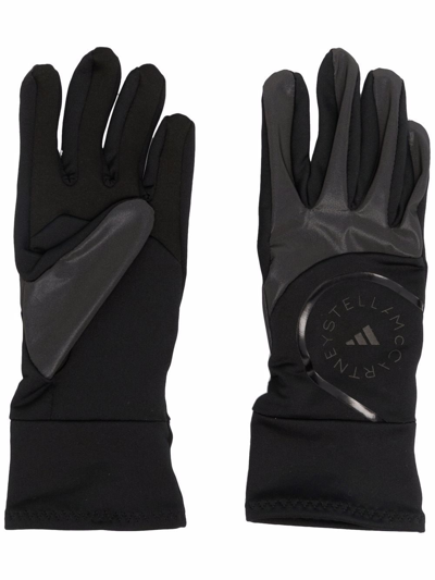Adidas By Stella Mccartney + Net Sustain Coated Recycled Stretch-jersey Gloves In Black