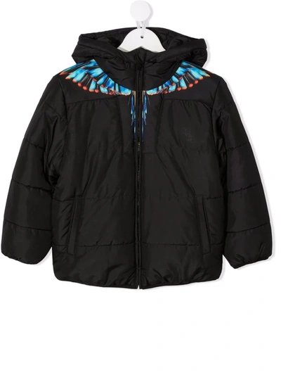Marcelo Burlon County Of Milan Kids' Blue Grizzly Wings Ny Puffer In Black