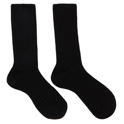 The Row Ribbed-knit Cashmere Socks In Black