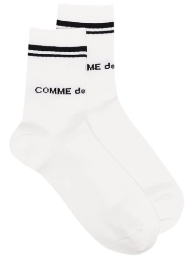 Comme Des Garçons Homme Deux Logo Cotton And Nylon Socks In White