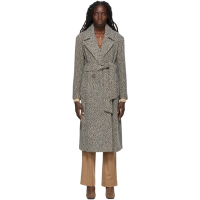Vince Double Breasted Pebbled Trench Coat In Pebblestone