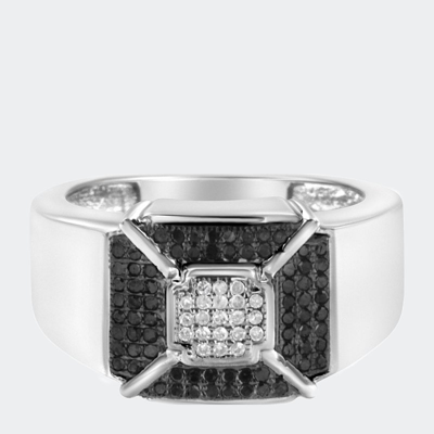 Haus Of Brilliance .925 Sterling Silver 3/8 Cttw Composite Enhanced Black And White Diamond Men's Band Ring