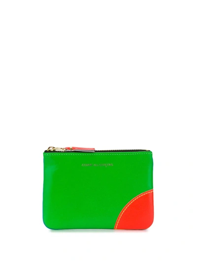 Comme Des Garçons Zipped Colour Blocked Pouch In Green