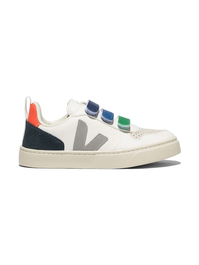 Veja Kids' V-10 Touch-strap Trainers In White