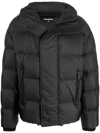 Dsquared2 Nylon Down Jacket With Logo Patch In Black