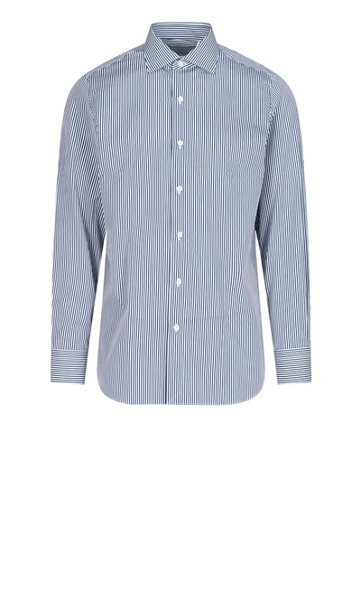 Finamore 1925 Napoli Striped Cotton Shirt In Blau