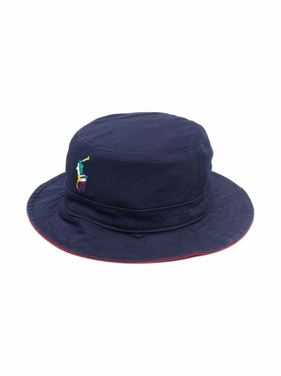Polo Ralph Lauren Kids' Logo-embroidered Reversible Bucket Hat In Blue