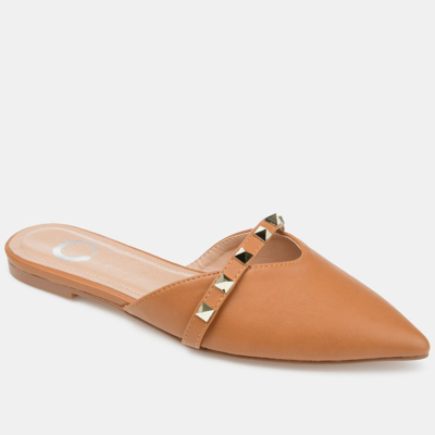 Shop Journee Collection Women's Dreah Studded Pointed Toe Mules In Cognac