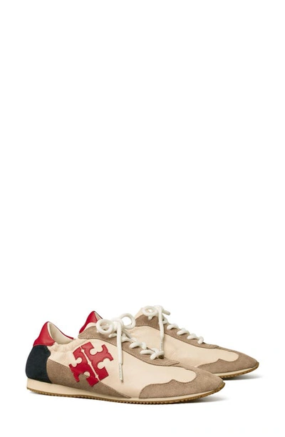 Tory Burch The Tory Sneaker In New Cream / Berry / Beige
