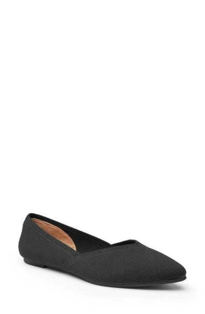 Me Too Sweetheart Almond Toe Flat In Black Sustainable Mesh