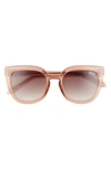 Quay Noosa 55mm Cat Eye Sunglasses In Blush,brown