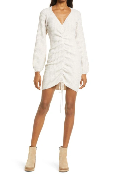 Bb Dakota By Steve Madden Made Ya Cinch Long Sleeve Mini Sweater Dress In Heather Oatmeal