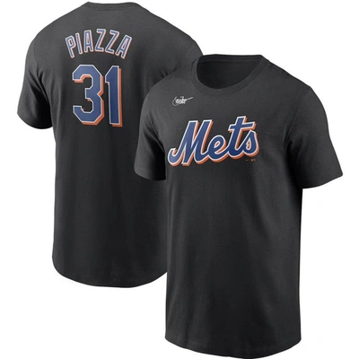 Nike Men's Mike Piazza Black New York Mets Cooperstown Collection Name And Number T-shirt