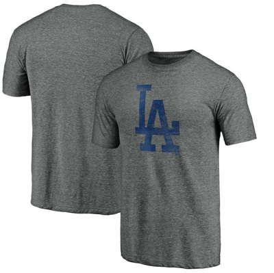 Fanatics Men's Heathered Gray Los Angeles Dodgers Weathered Official Logo Tri-blend T-shirt In Heather Gray