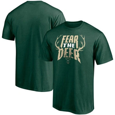 Fanatics Men's Hunter Green Milwaukee Bucks Post Up Hometown Collection T-shirt