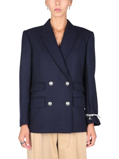 Alexander Mcqueen Double-breasted Jacket In Blue