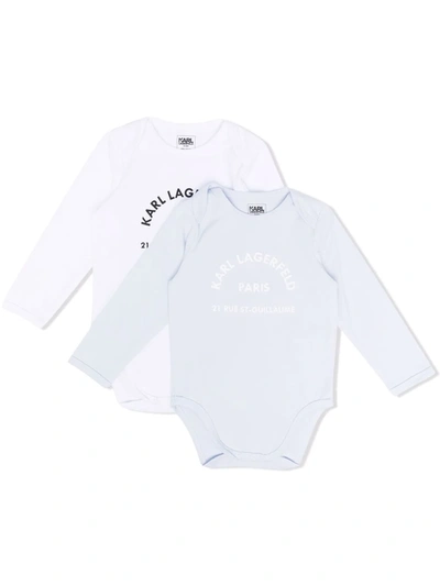 Karl Lagerfeld Babies' Address Logo Bodies Twin-set In 蓝色