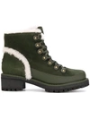 Tory Burch 30mm Cooper Suede & Shearling Boots In Green