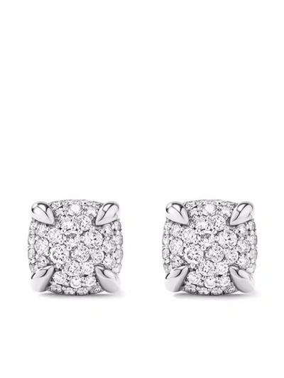 David Yurman Sterling Silver Petite Chatelaine Diamond Pave Stud Earrings