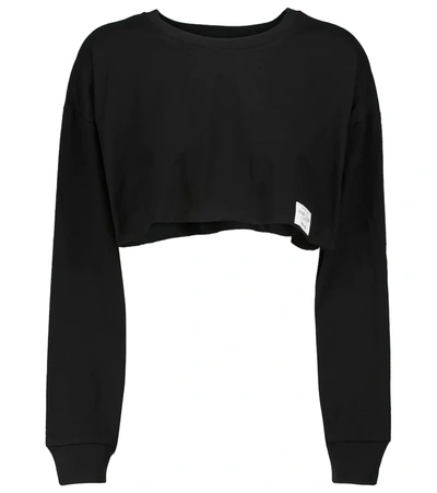 Adam Selman Sport Cropped Cotton Sweatshirt In Black