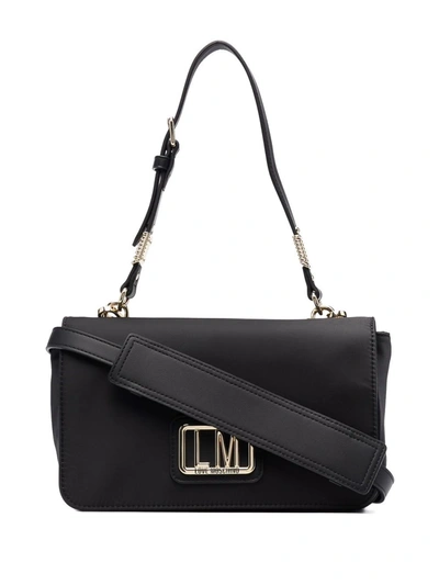 Love Moschino Plaque-embellished Shoulder Bag In Black