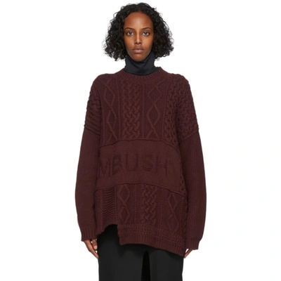 Ambush Burgundy Patchwork Crewneck Jumper In Purple