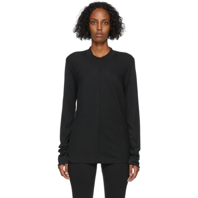 Raquel Allegra Black Long Sleeve Fitted T-shirt In Blk Black