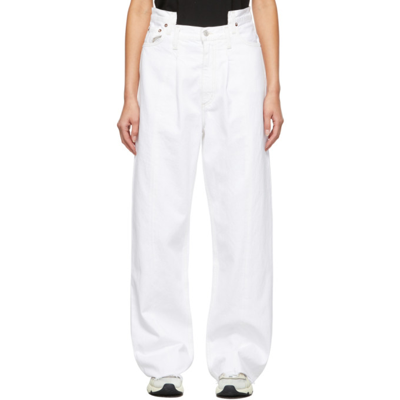 Agolde Pieced Angled Straight-leg Jeans In White