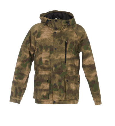 Woolrich Camouflage-print Hooded Down Jacket In Green