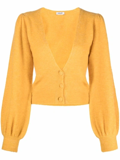 Liu •jo V-neck Button-fastening Cardigan In Yellow