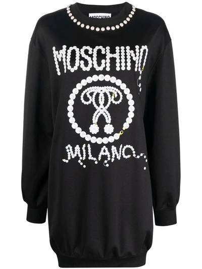 Moschino Technical Fleece Dress With Double Question Mark In Pink