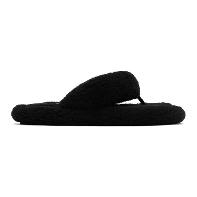 Mm6 Maison Margiela Black Faux-fur Padded Slippers In T8013 Black