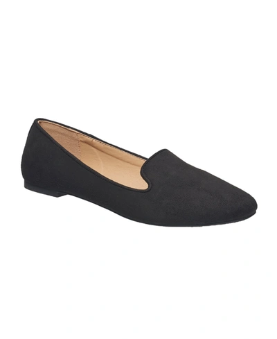 French Connection Delilah Womens Faux Suede Slip-on Smoking Loafers In Black