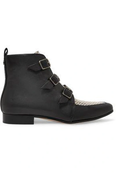 Jimmy Choo Marlin Paneled Leather Ankle Boots In Black