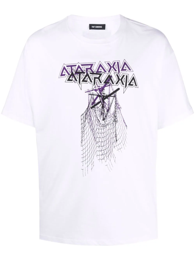 Raf Simons Ataraxia Relaxed-fit Cotton-jersey T-shirt In White,purple