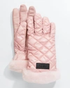 Ugg Quilted Performance Leather Gloves In Pink Cloud