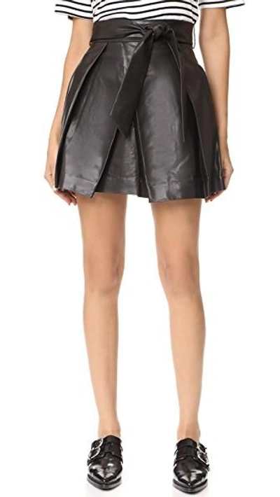 Milly Leather Agata Miniskirt In Black