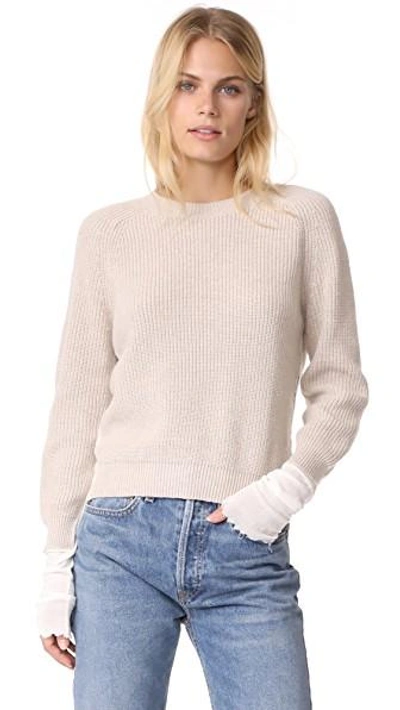 Helmut Lang Extended Cuff Rib Knit Sweater In Linen