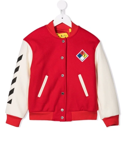 Off-white Kids' Colour-block Bomber Jacket In Neutrals