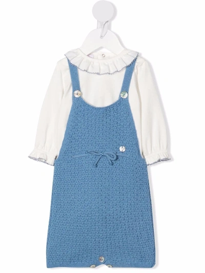 Paz Rodriguez Babies' Knit Dungaree Set In Blue