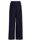 The Row Lazco Flat-front Wide Leg Pants In Dark Navy Melange