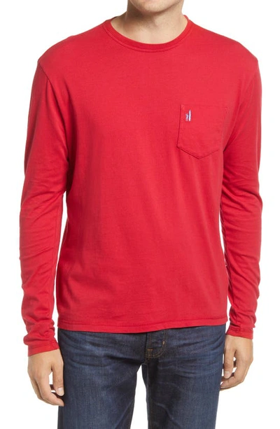 Johnnie-o Brennan Long Sleeve Pocket T-shirt In Crimson