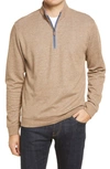 Johnnie-o Sully Quarter Zip Pullover In Camel