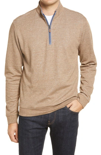 Johnnie-o Sully Quarter Zip Pullover In Camel
