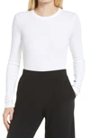 Nordstrom Everyday Long Sleeve Crewneck Rib T-shirt In White